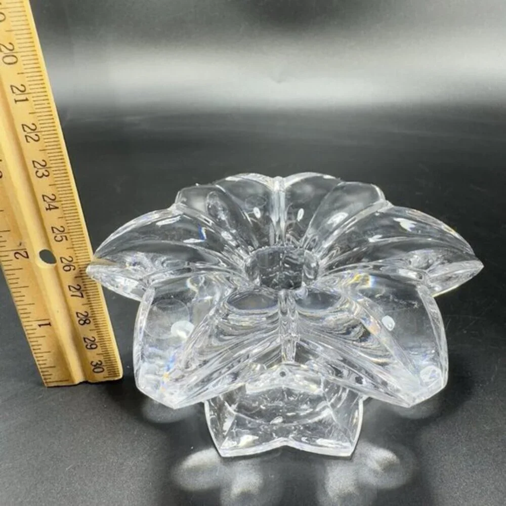 MIKASA Clear Crystal Glass Candle Stick Holder Set 2 Flower Shaped Candle Holder